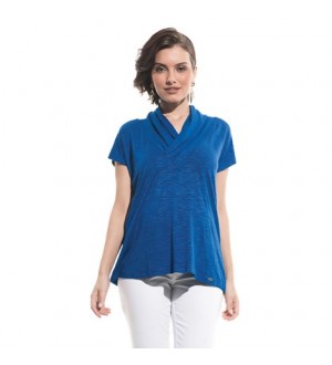 Blusa gola drapeada | Cor: Azul